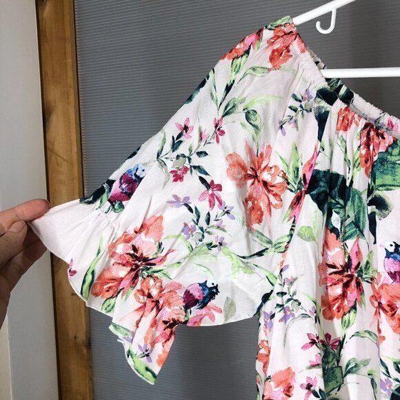 Nwt ANTHRO SANCTUARY Paradise Short Sleeve Off the Shoulder Blouse Top Sz L - Picture 5 of 8